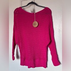 NWT BiBi Fuchsia Open-Knit Scoop Neck Sweater